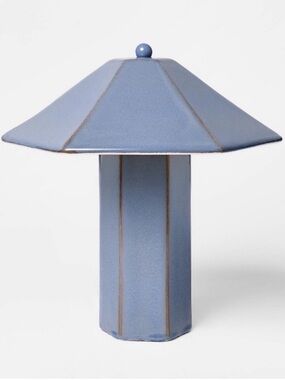 Ceramic Table Lamp - Threshold Studio McGee - Blue Hexagon Empire Shade